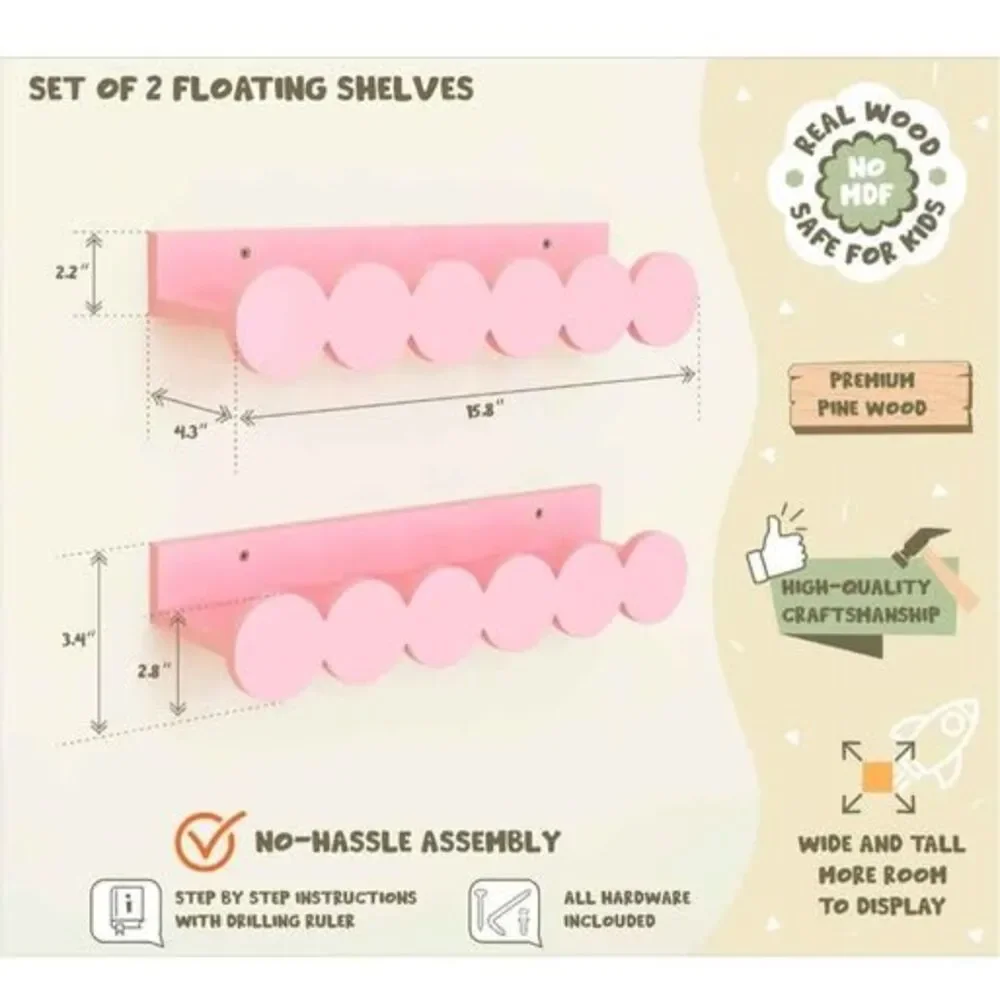Set of 2 pink floating shelves